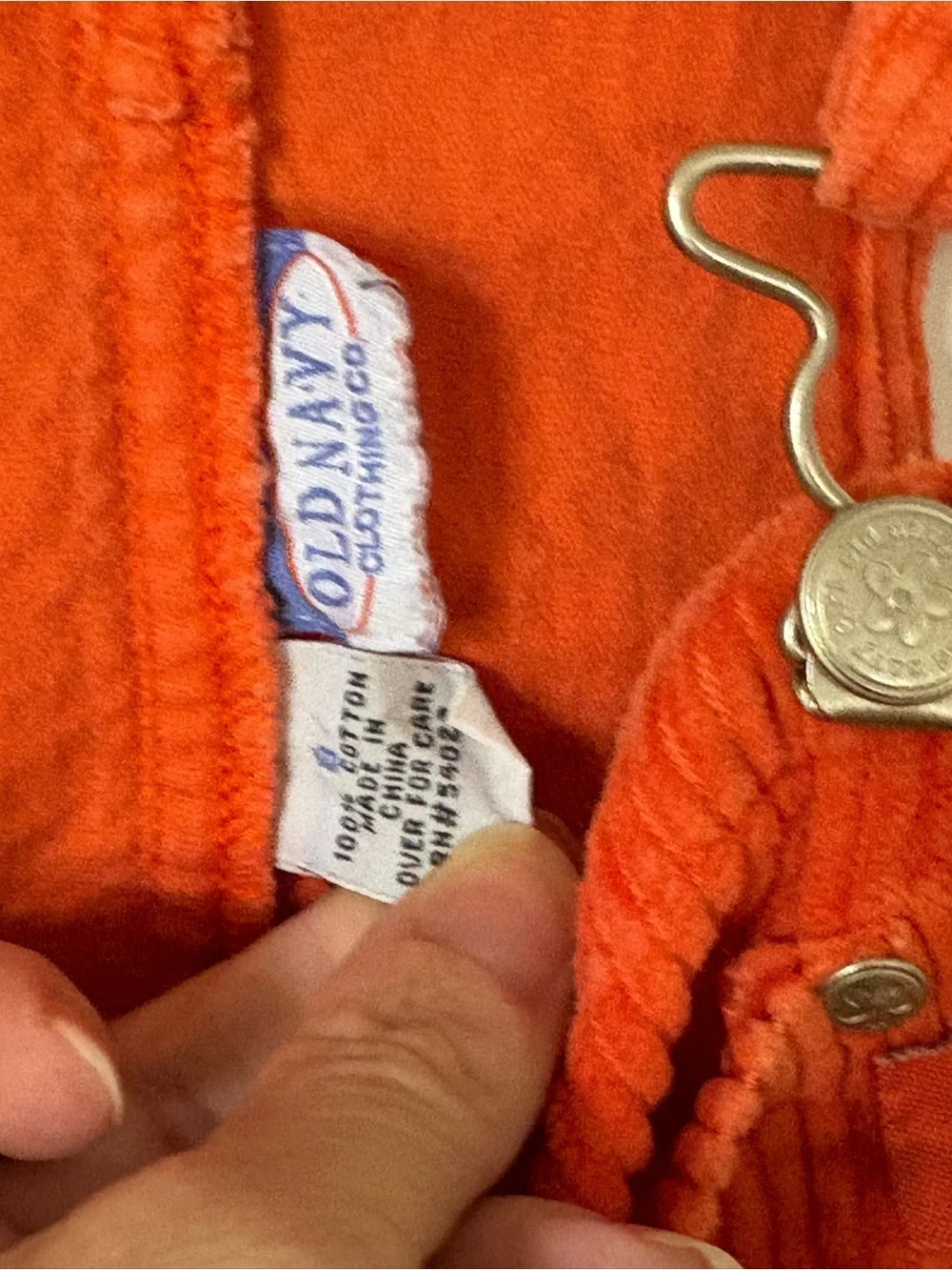 Old Navy Bright Orange Corduroy Overall Dress for Kids